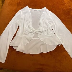 Missguided White Flowy Tie Blouse